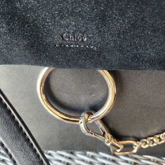 CHLOE ~ Faye Shoulder Bag Leather and Suede ~ BLACK ~ Beautiful! EUC - Picture 4 of 6